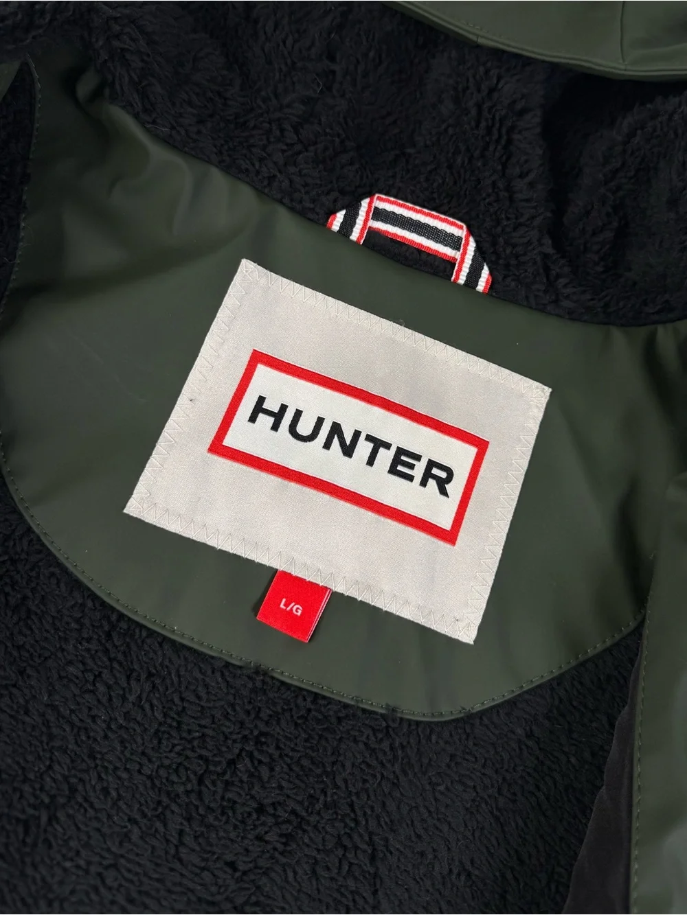 Hunter Men’s Dark Green Fleece Lined Hooded Jacket NWOT Large